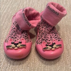 Melissa Pink Baby Walker Shoes with Animal Print
